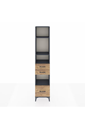 Arges Dolap 4 Raflı 3 Çekmeceli 44x30x221 Antrasit-Çam