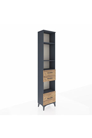 Arges Dolap 4 Raflı 3 Çekmeceli 44x30x221 Antrasit-Çam