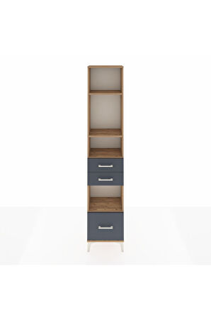Arges Dolap 4 Raflı 3 Çekmeceli 44x30x221 Çam-Antrasit