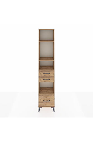Arges Dolap 4 Raflı 3 Çekmeceli 44x30x221 Çam-Çam