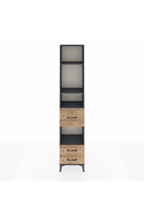 Arges Dolap 4 Raflı 3 Çekmeceli 44x30x221 Antrasit-Çam