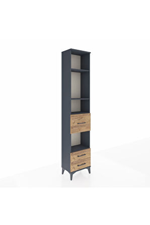 Arges Dolap 4 Raflı 3 Çekmeceli 44x30x221 Antrasit-Çam