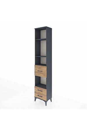 Arges Dolap 4 Raflı 3 Çekmeceli 44x30x221 Antrasit-Çam