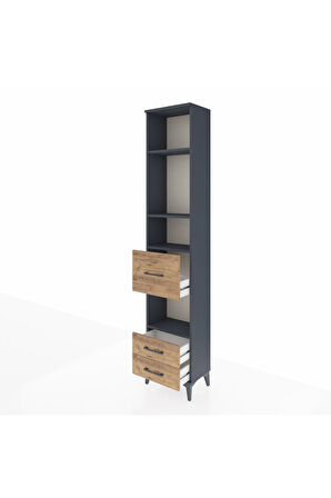 Arges Dolap 4 Raflı 3 Çekmeceli 44x30x221 Antrasit-Çam