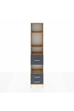 Arges Dolap 4 Raflı 3 Çekmeceli 44x30x221 Çam-Antrasit