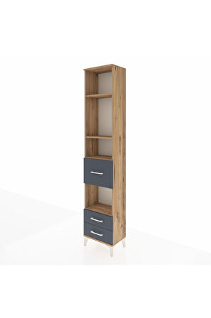 Arges Dolap 4 Raflı 3 Çekmeceli 44x30x221 Çam-Antrasit