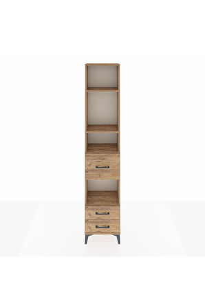 Arges Dolap 4 Raflı 3 Çekmeceli 44x30x221 Çam-Çam