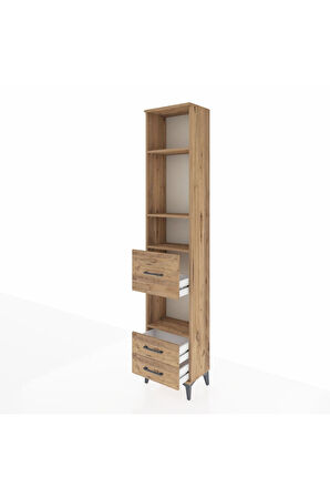 Arges Dolap 4 Raflı 3 Çekmeceli 44x30x221 Çam-Çam