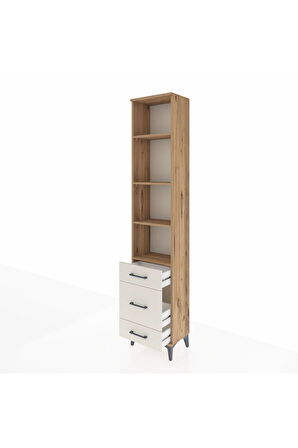 Arges Dolap 4 Raflı 3 Çekmeceli 44x30x221 Çam-Aytaşı