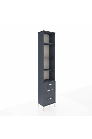 Arges Dolap 4 Raflı 3 Çekmeceli 44x30x221 Antrasit-Antrasit