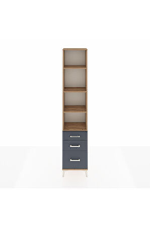 Arges Dolap 4 Raflı 3 Çekmeceli 44x30x221 Çam-Antrasit
