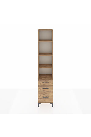 Arges Dolap 4 Raflı 3 Çekmeceli 44x30x221 Çam-Çam