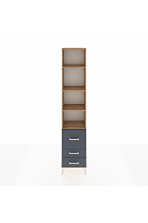 Arges Dolap 4 Raflı 3 Çekmeceli 44x30x221 Çam-Antrasit