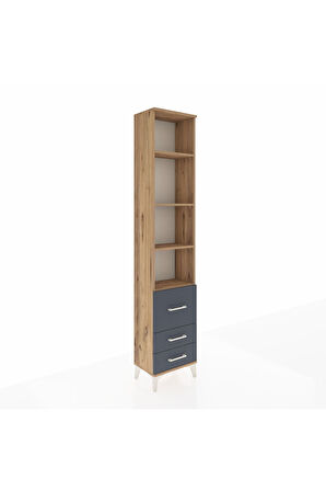 Arges Dolap 4 Raflı 3 Çekmeceli 44x30x221 Çam-Antrasit