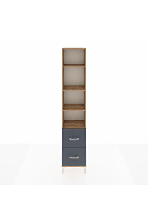 Arges Dolap 4 Raflı 2 Çekmeceli 44x30x221 Çam-Antrasit