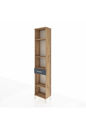 Arges Dolap 4 Raflı Tek Çekmeceli 44x30x221 Çam-Antrasit