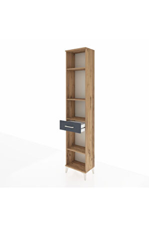 Arges Dolap 4 Raflı Tek Çekmeceli 44x30x221 Çam-Antrasit