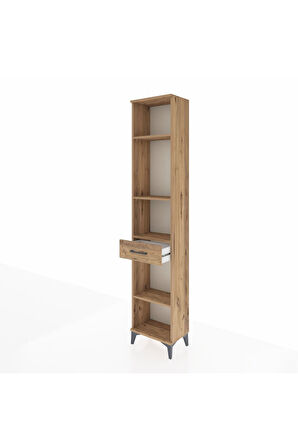 Arges Dolap 4 Raflı Tek Çekmeceli 44x30x221 Çam-Çam