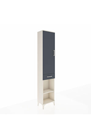 Arges Dolap 3 Raflı Tek Çekmeceli Tek Askılı 44x30x221 Aytaşı-Antrasit