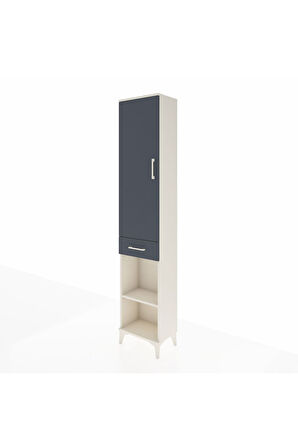 Arges Dolap 3 Raflı Tek Çekmeceli Tek Askılı 44x30x221 Aytaşı-Antrasit