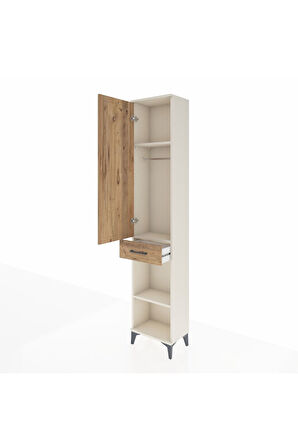 Arges Dolap 3 Raflı Tek Çekmeceli Tek Askılı 44x30x221 Aytaşı-Çam