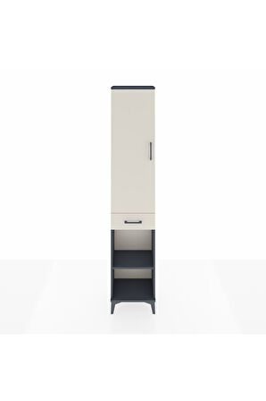 Arges Dolap 3 Raflı Tek Çekmeceli Tek Askılı 44x30x221 Antrasit-Aytaşı
