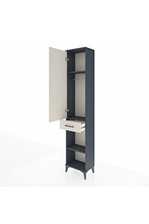 Arges Dolap 3 Raflı Tek Çekmeceli Tek Askılı 44x30x221 Antrasit-Aytaşı