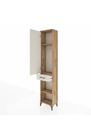 Arges Dolap 3 Raflı Tek Çekmeceli Tek Askılı 44x30x221 Çam-Aytaşı