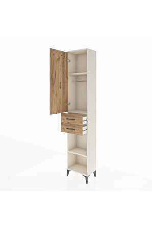 Arges Dolap 3 Raflı 2 Çekmeceli Tek Askılı 44x30x221 Aytaşı-Çam