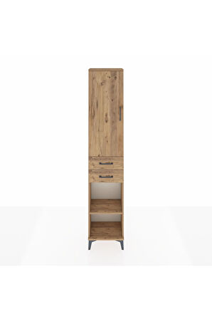 Arges Dolap 4 Raflı 2 Çekmeceli Tek Kapaklı 44x30x221 Çam-Çam