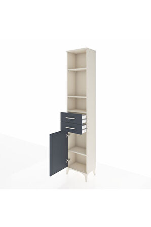 Arges Dolap 4 Raflı 2 Çekmeceli Tek Kapaklı 44x30x221 Aytaşı-Antrasit