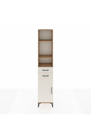 Arges Dolap 4 Raflı 2 Çekmeceli Tek Kapaklı 44x30x221 Çam-Aytaşı