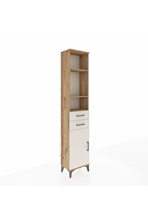 Arges Dolap 4 Raflı 2 Çekmeceli Tek Kapaklı 44x30x221 Çam-Aytaşı
