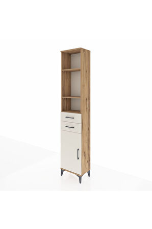 Arges Dolap 4 Raflı 2 Çekmeceli Tek Kapaklı 44x30x221 Çam-Aytaşı