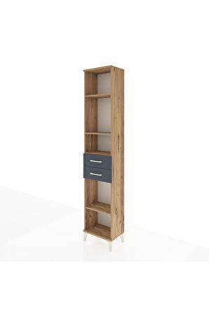 Arges Dolap 4 Raflı 2 Çekmeceli 44x30x221 Çam-Antrasit