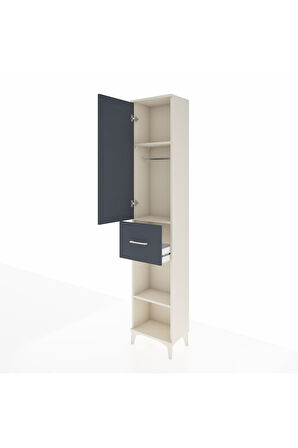 Arges Dolap 3 Raflı Tek Çekmeceli Tek Askılı 44x30x221 Aytaşı-Antrasit
