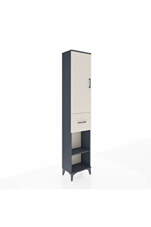 Arges Dolap 3 Raflı Tek Çekmeceli Tek Askılı 44x30x221 Antrasit-Aytaşı