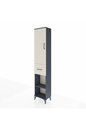 Arges Dolap 3 Raflı Tek Çekmeceli Tek Askılı 44x30x221 Antrasit-Aytaşı