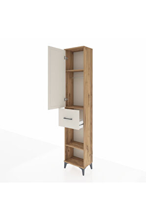 Arges Dolap 3 Raflı Tek Çekmeceli Tek Askılı 44x30x221 Çam-Aytaşı