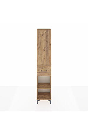 Arges Dolap 3 Raflı Tek Çekmeceli Tek Askılı 44x30x221 Çam-Çam