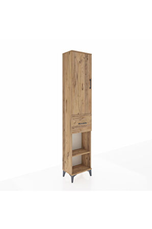 Arges Dolap 3 Raflı Tek Çekmeceli Tek Askılı 44x30x221 Çam-Çam