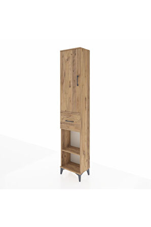 Arges Dolap 3 Raflı Tek Çekmeceli Tek Askılı 44x30x221 Çam-Çam