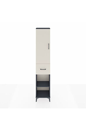 Arges Dolap 4 Raflı Tek Çekmeceli Tek Kapaklı 44x30x221 Antrasit-Aytaşı