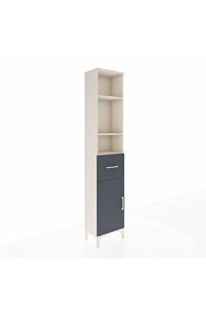 Arges Dolap 4 Raflı Tek Çekmeceli Tek Kapaklı 44x30x221 Aytaşı-Antrasit