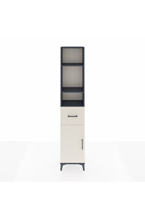 Arges Dolap 4 Raflı Tek Çekmeceli Tek Kapaklı 44x30x221 Antrasit-Aytaşı