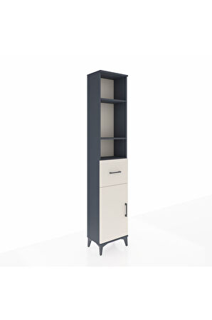 Arges Dolap 4 Raflı Tek Çekmeceli Tek Kapaklı 44x30x221 Antrasit-Aytaşı