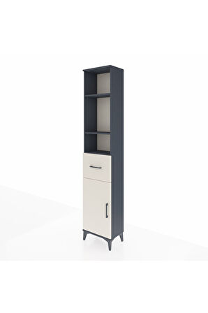 Arges Dolap 4 Raflı Tek Çekmeceli Tek Kapaklı 44x30x221 Antrasit-Aytaşı