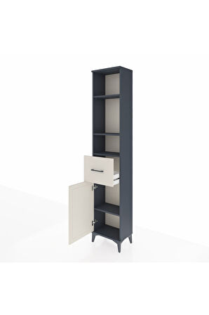 Arges Dolap 4 Raflı Tek Çekmeceli Tek Kapaklı 44x30x221 Antrasit-Aytaşı