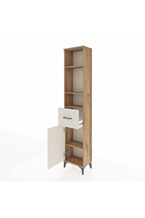 Arges Dolap 4 Raflı Tek Çekmeceli Tek Kapaklı 44x30x221 Çam-Aytaşı