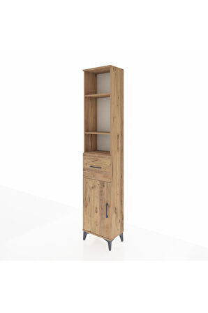 Arges Dolap 4 Raflı Tek Çekmeceli Tek Kapaklı 44x30x221 Çam-Çam